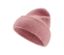 Bonnet en maille rose avec de la laine.