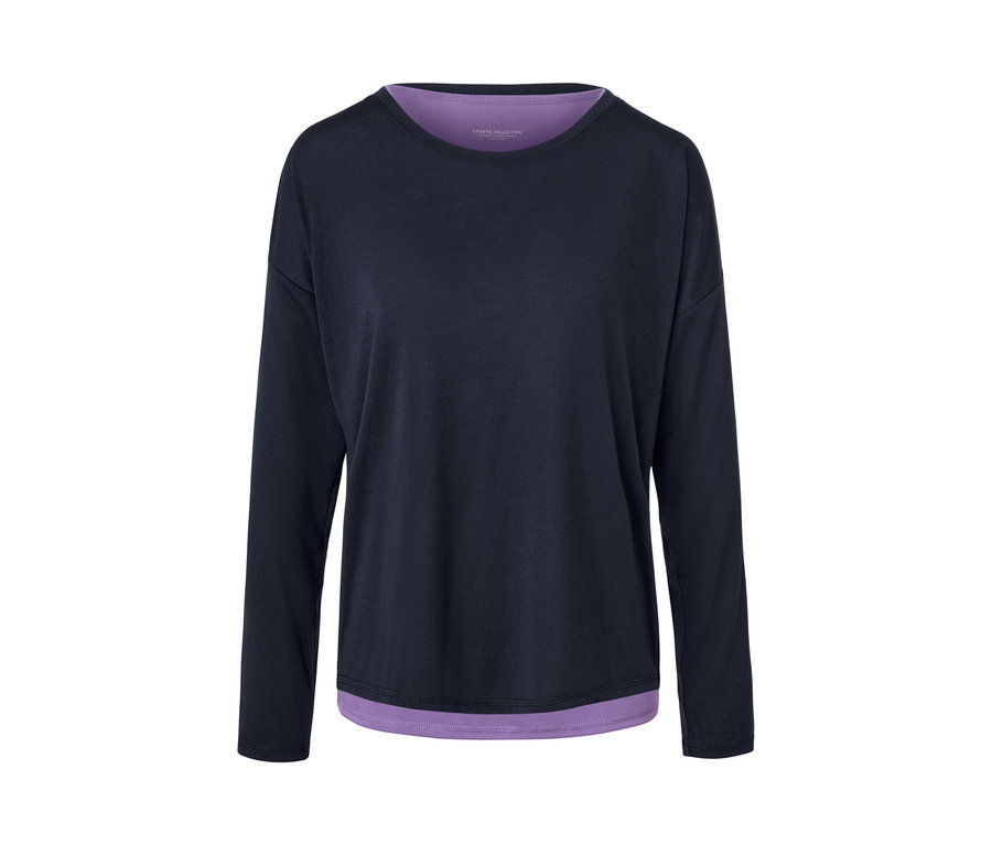 T-shirt de sport 2 en 1 bleu-lilas.