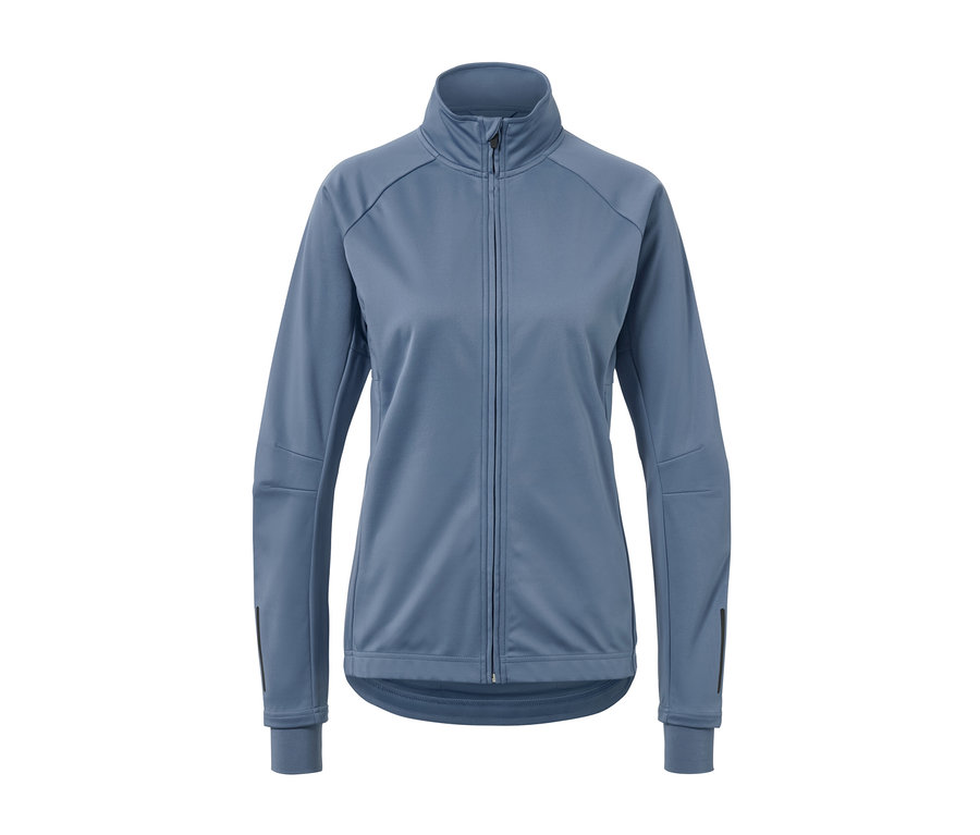 Veste technique de cyclisme bleu clair avec fermeture éclair.
