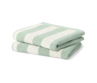 2 x rayé vert sauge et blanc