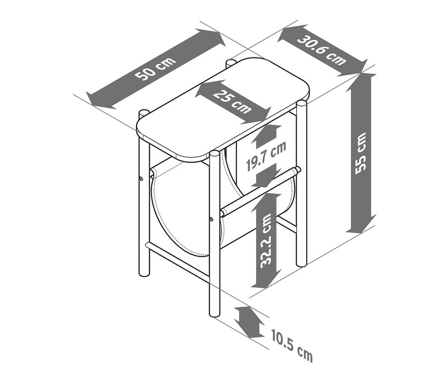 Dimensions de la table d'appoint.