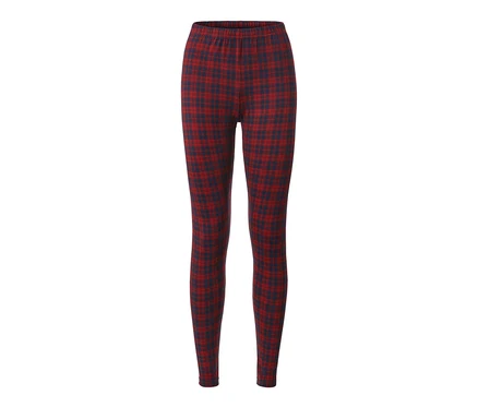 Legging douillet à carreaux rouge et bleu.