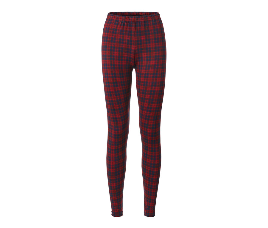 Legging douillet à carreaux rouge et bleu.