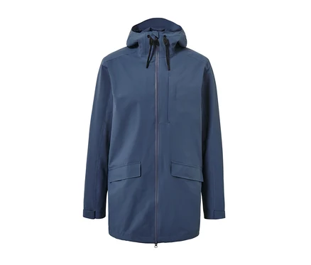 Veste d’extérieur bleue à capuche.