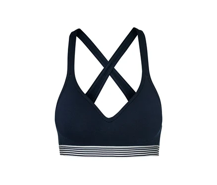 Soutien-gorge à coques marine, dos nageur à rayures.