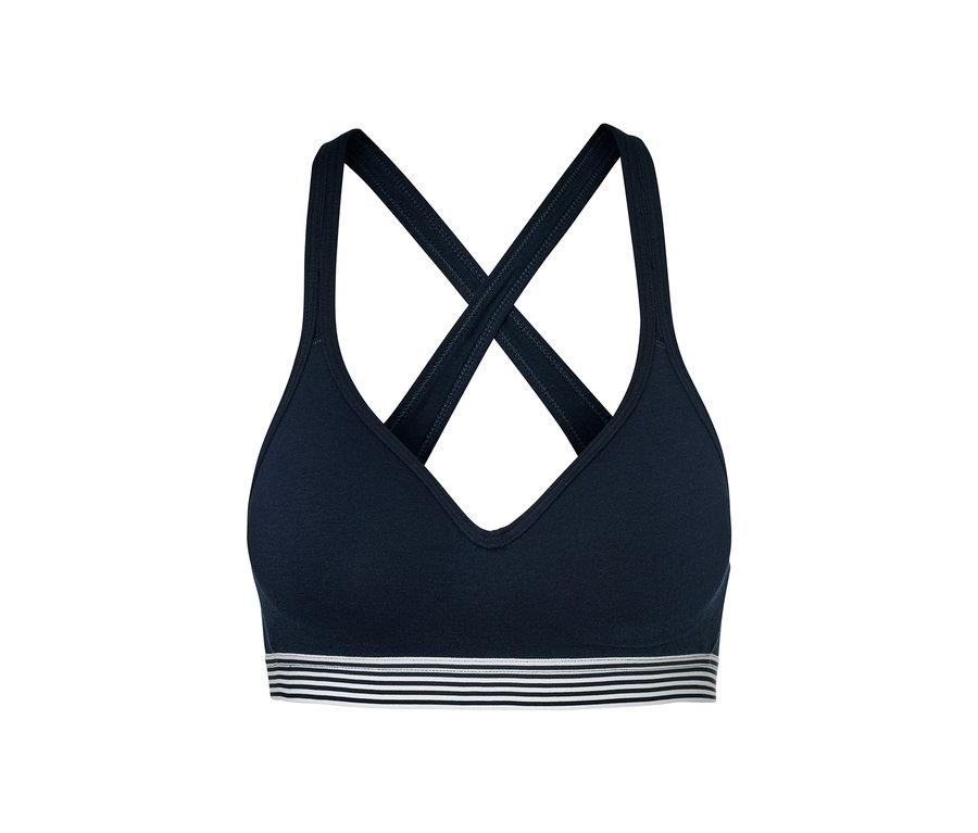 Soutien-gorge à coques marine, dos nageur à rayures.