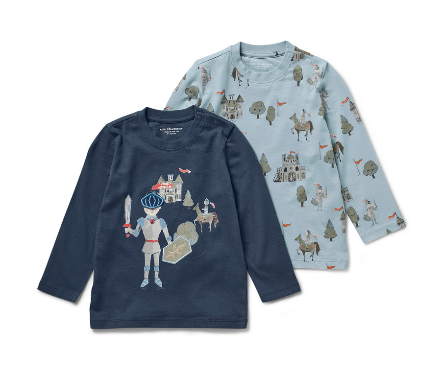 Deux t-shirts à manches longues pour enfants, chevalier.