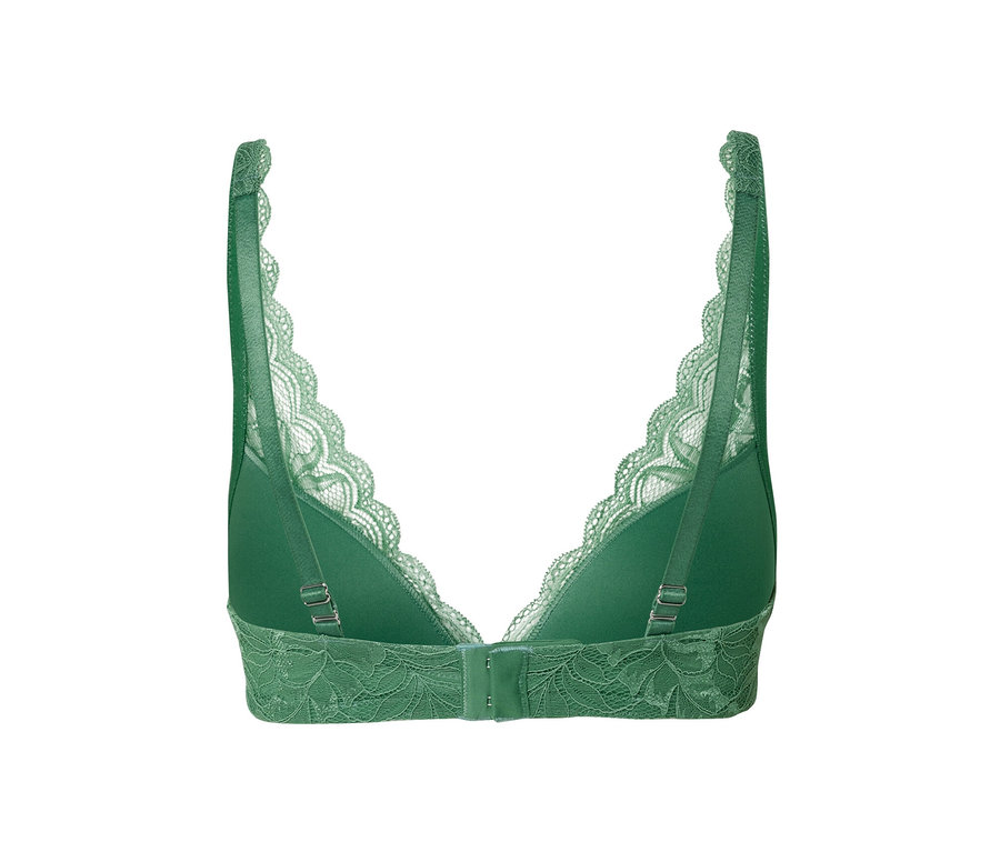 Vue arrière d'un soutien-gorge à coques souples vert.