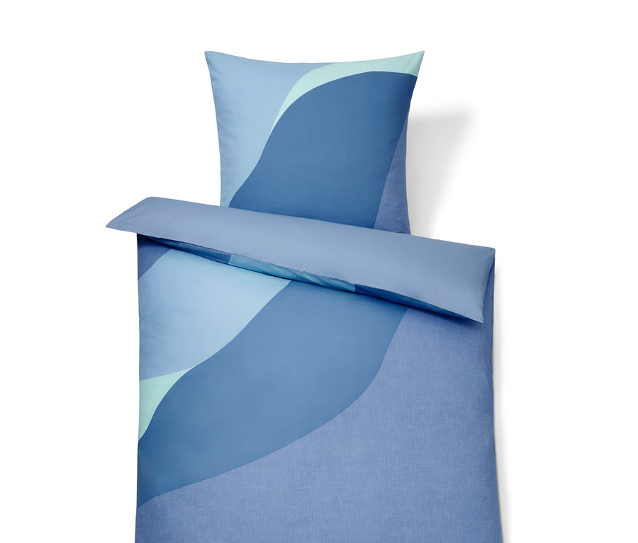 Parure de lit bleu en coton de qualité supérieure, taille normale et grande taille, avec motif géométrique.