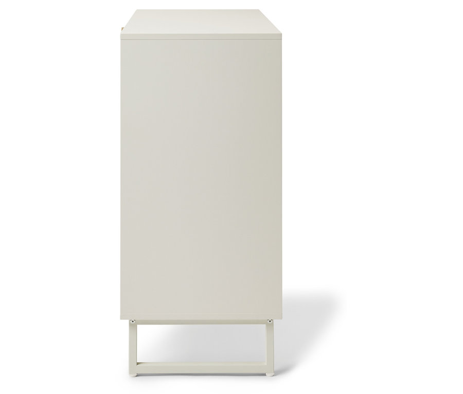 Armoire beige avec cadre sur fond blanc.