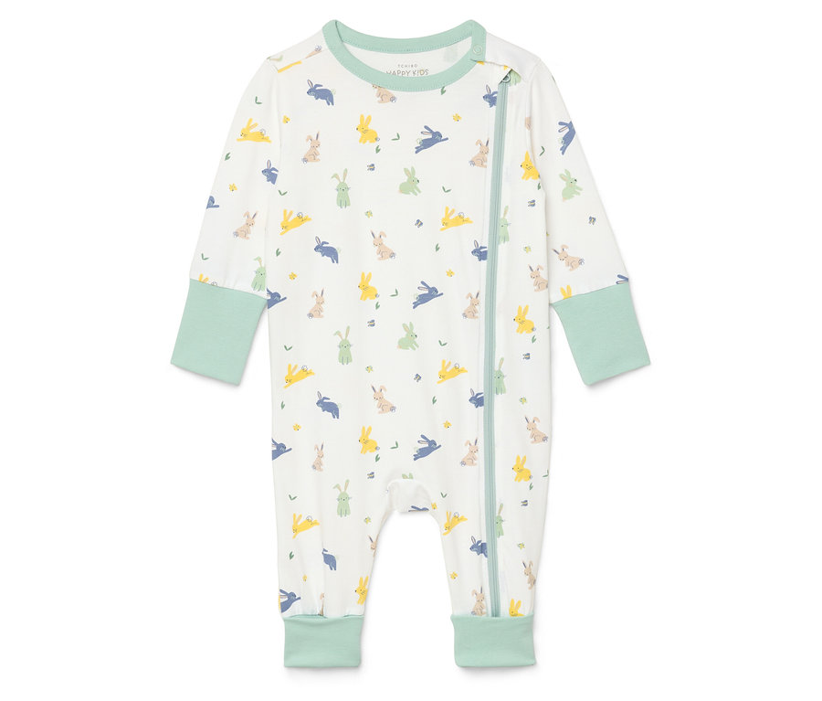 Grenouillère pour bébé avec motif de lapins.