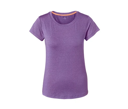 T-shirt fonctionnel extensible violet à manches courtes.