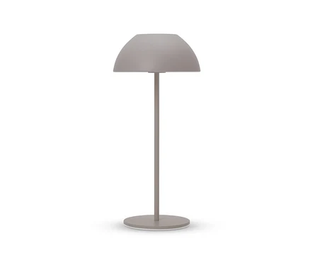 Une lampe grise sur un fond blanc.