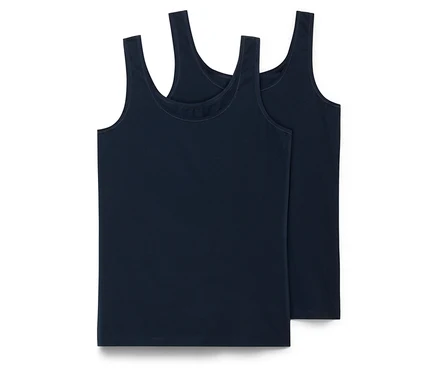 Deux maillots de corps bleu foncé l'un sur l'autre.
