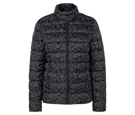 Doudoune noire à motif animalier.