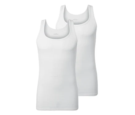Deux hauts blancs à doubles côtes.