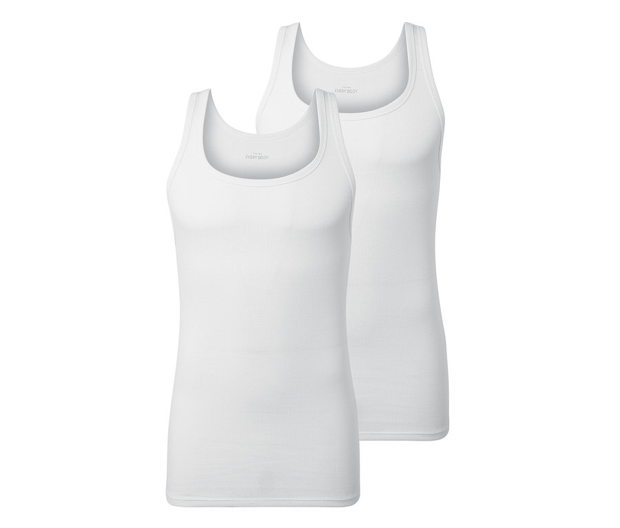 Deux hauts blancs à doubles côtes.