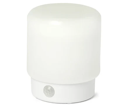 Une minilampe LED multifonction blanche à détecteur de mouvement.