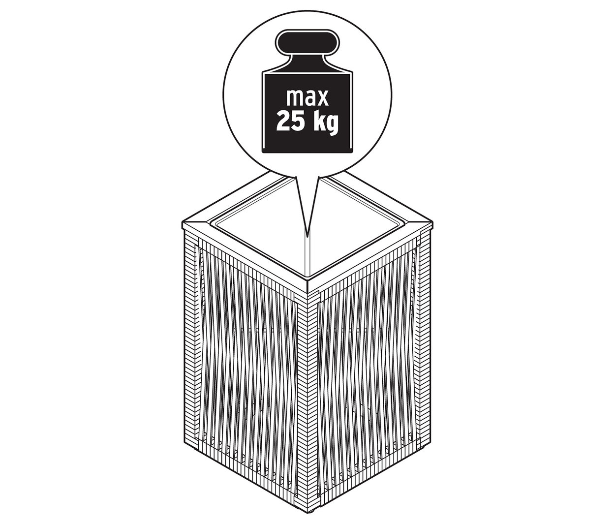 Illustration d'un pot de plantes avec tressage textile.