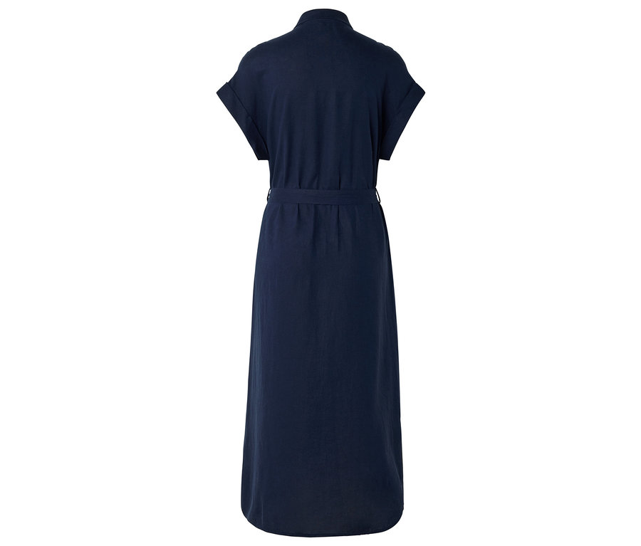 Robe chemise bleu marine avec ceinture, vue de dos.