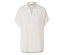 Blouse rose clair à manches courtes avec col et encolure en V.