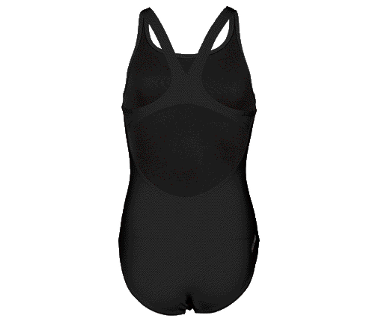 Vue arrière d'un maillot de bain noir à fines bretelles.