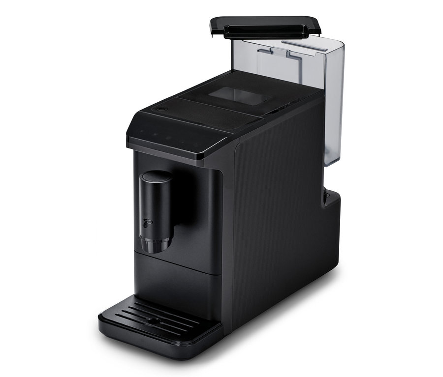 Gros plan sur la machine à café noire « Esperto mini ».