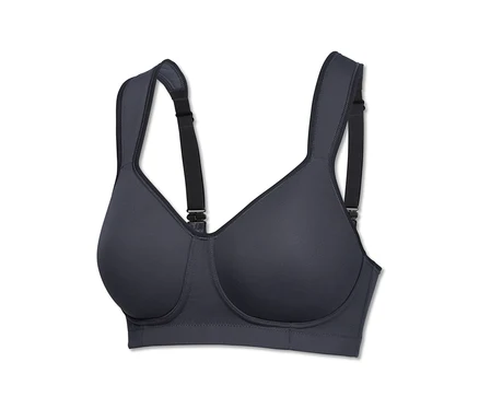 Soutien-gorge de sport Softcup Medium SCHIESSER gris sur fond blanc.