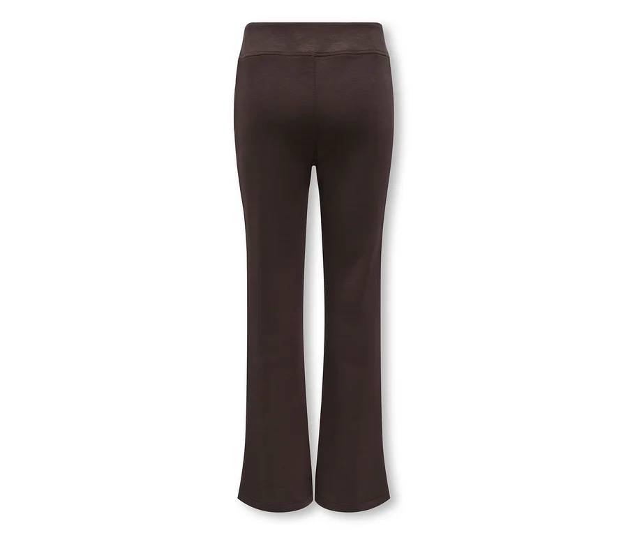 Pantalon marron foncé avec taille élastique et jambes droites, vue de dos.