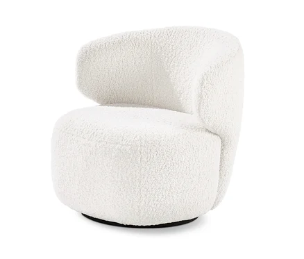 Fauteuil rotatif en tissu blanc.