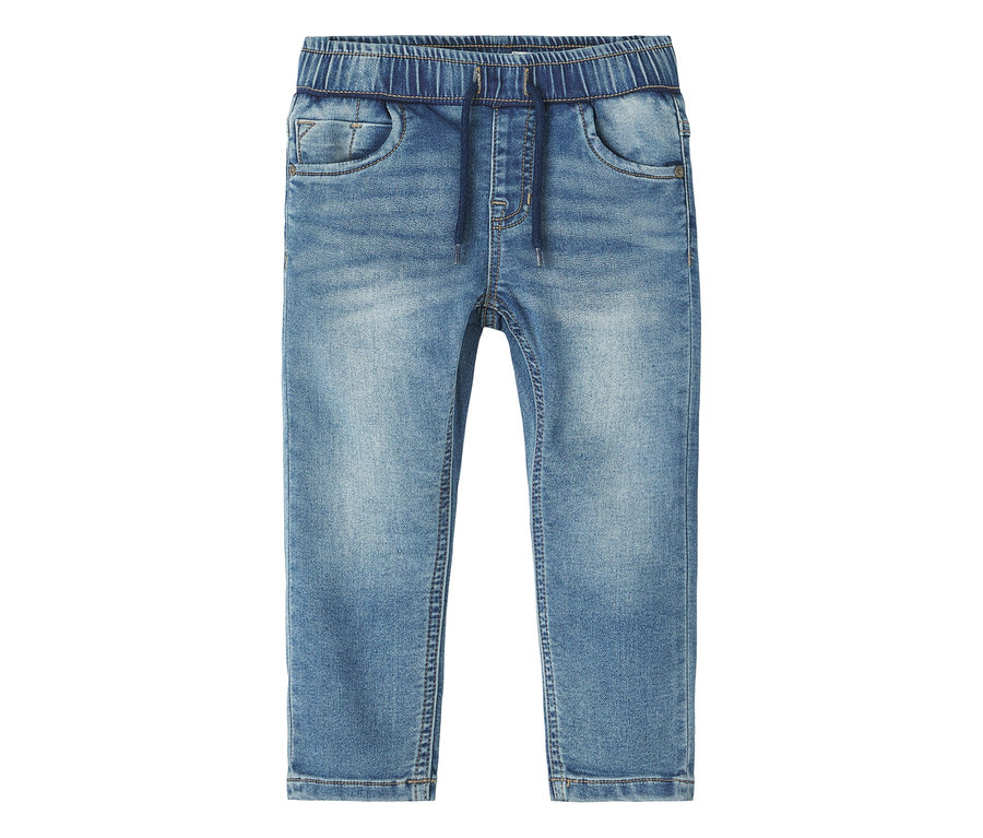 NAME IT Slim Sweat Jeans: Jean slim sweat NAME IT bleu clair délavé avec taille élastique et cordon de serrage.