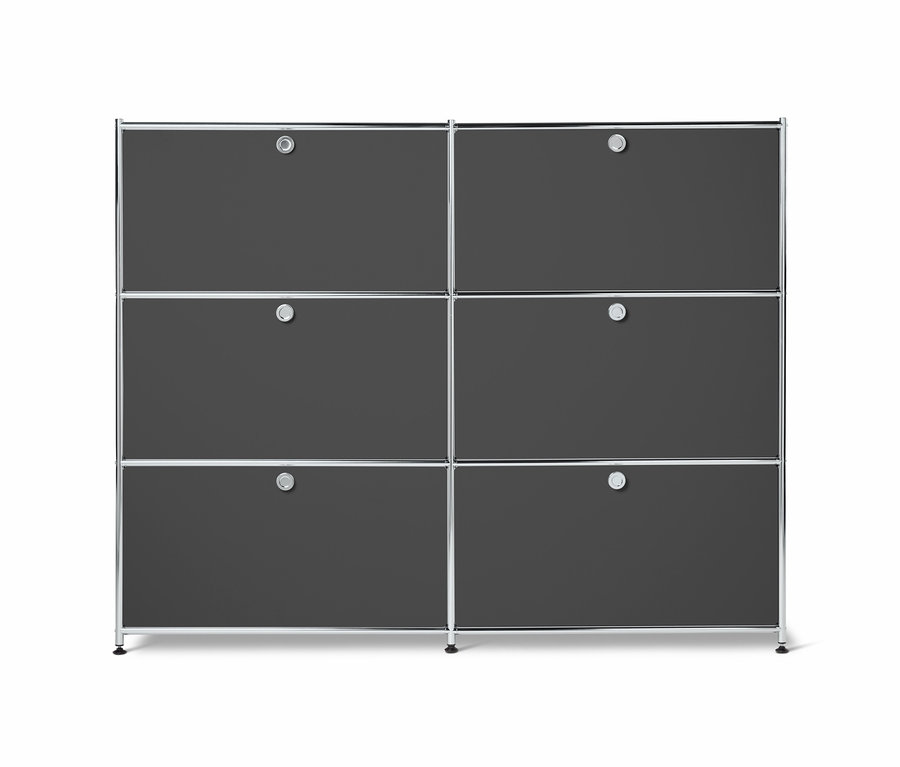 Commode en métal grise « CN3 » avec 6 compartiments à abattants.