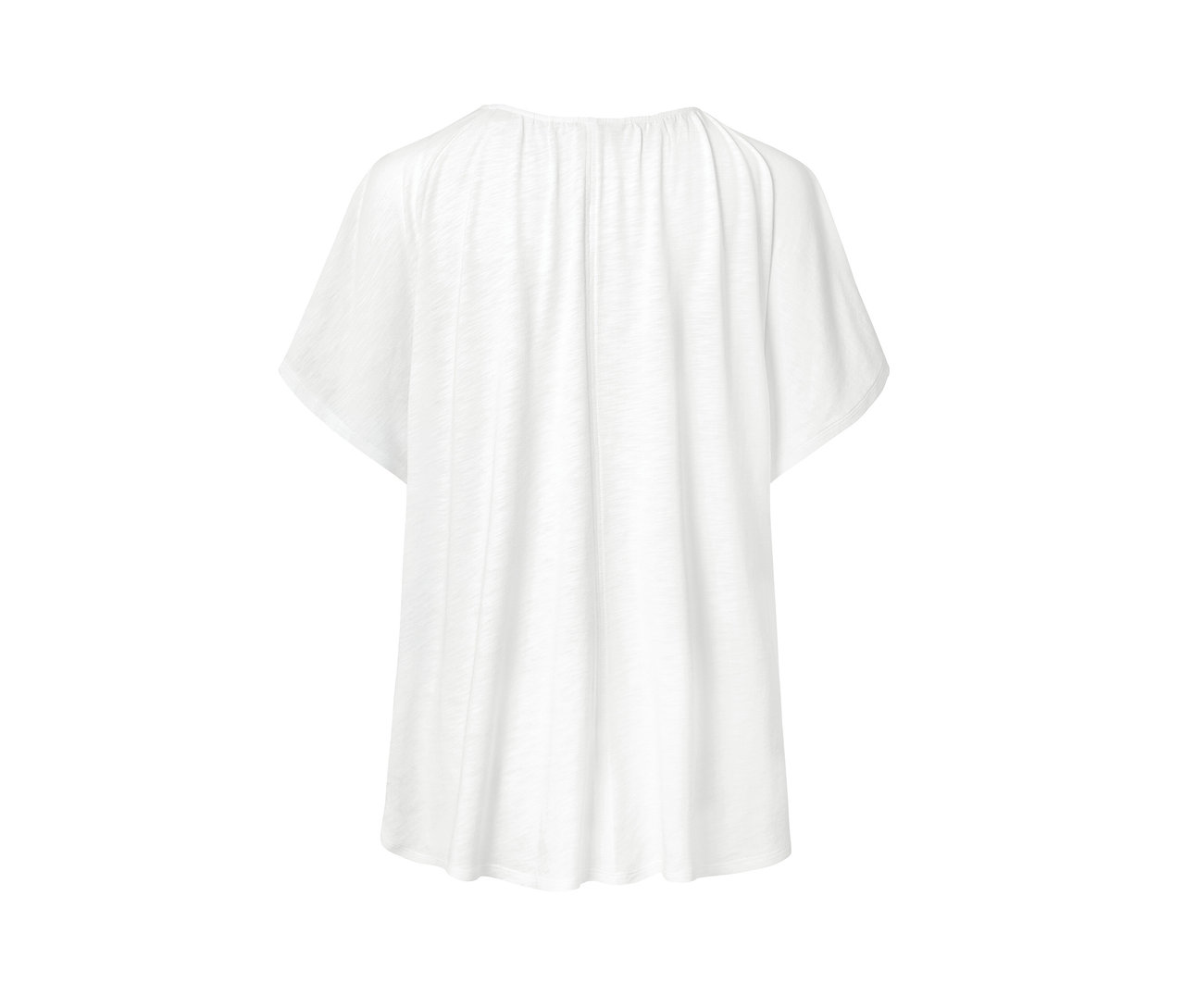 Détail d'une blouse blanche avec lien à nouer.