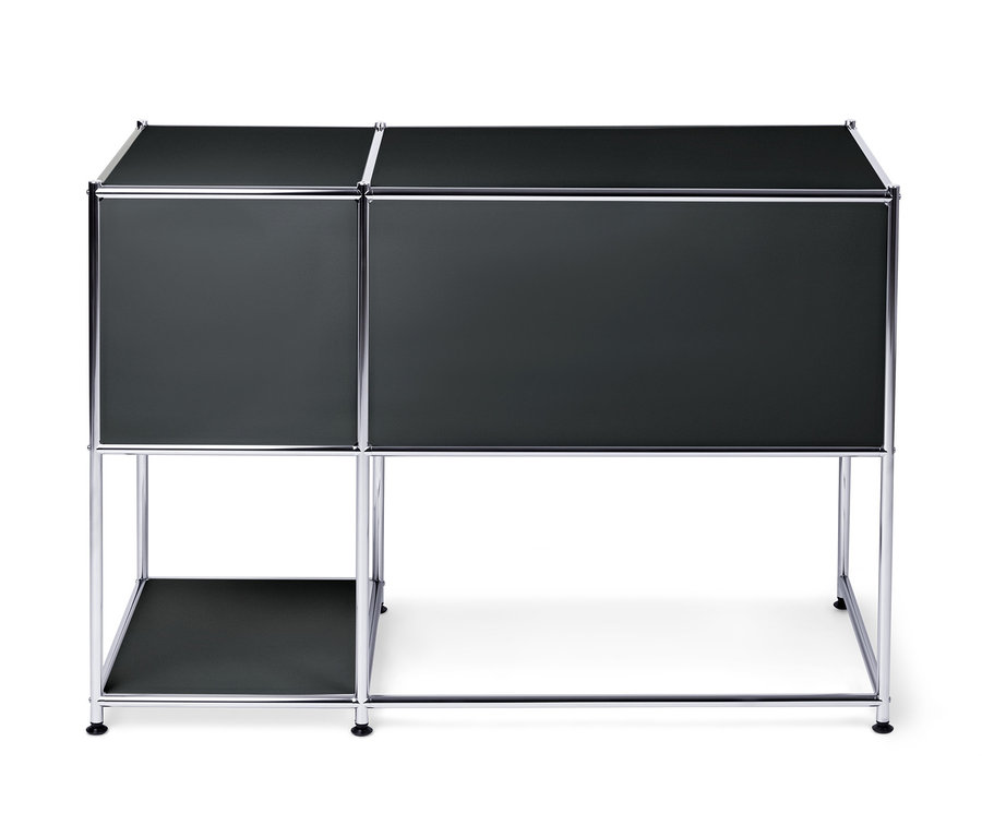 Bureau en métal noir « CN3 » avec porte abattante.
