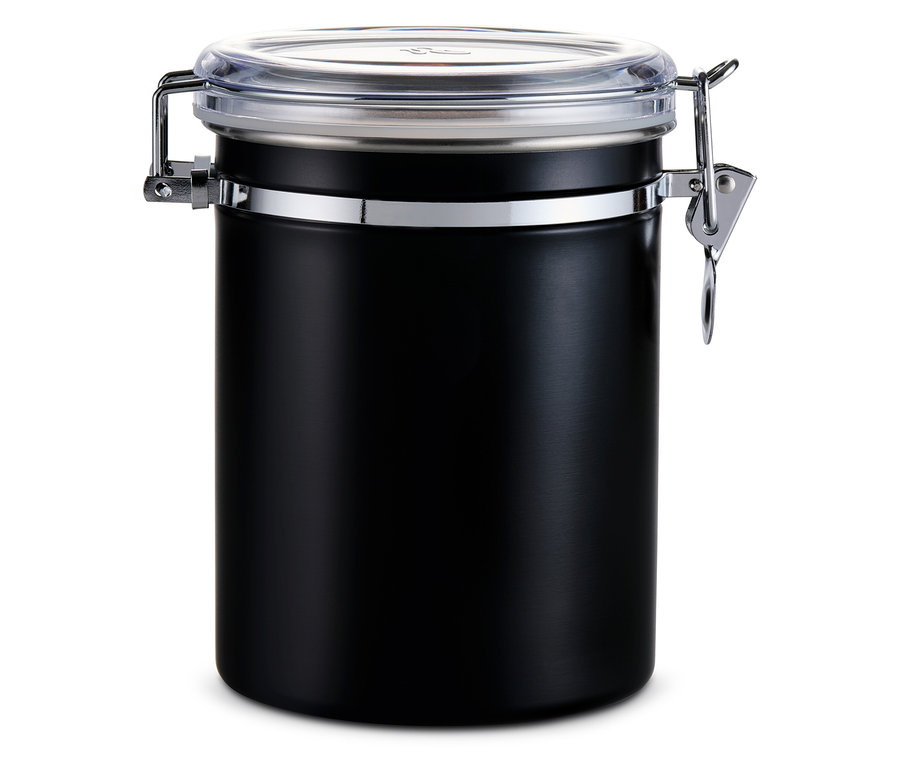 Une boîte à arômes noire avec un couvercle transparent.