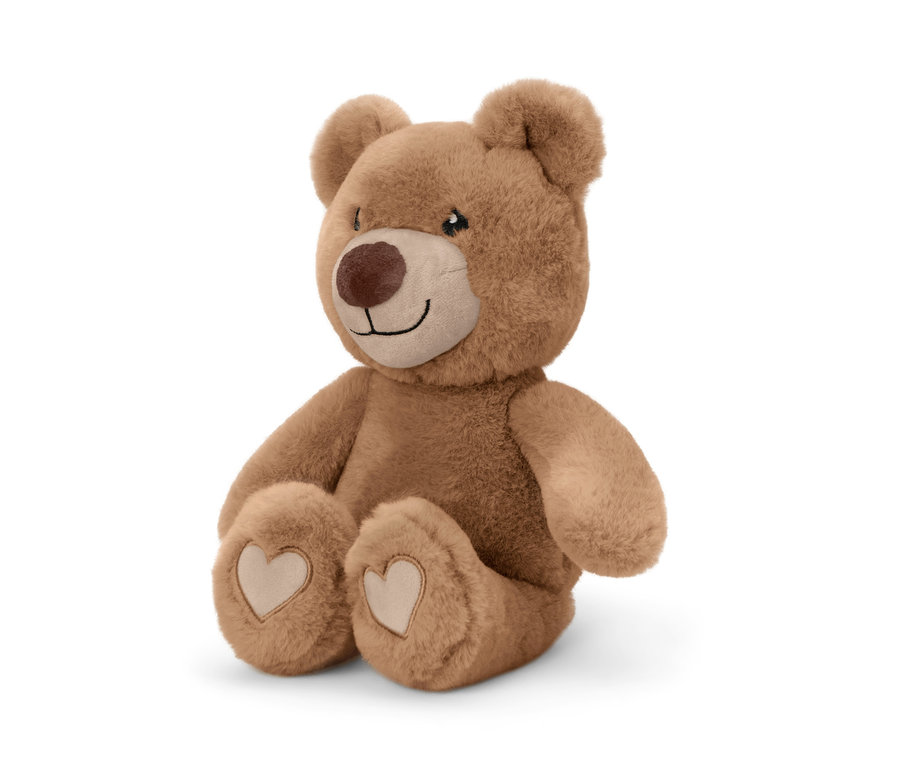 Un ours en peluche brun assis.