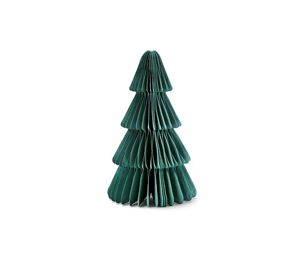 Arbre en papier pliable, petit, vert foncé.