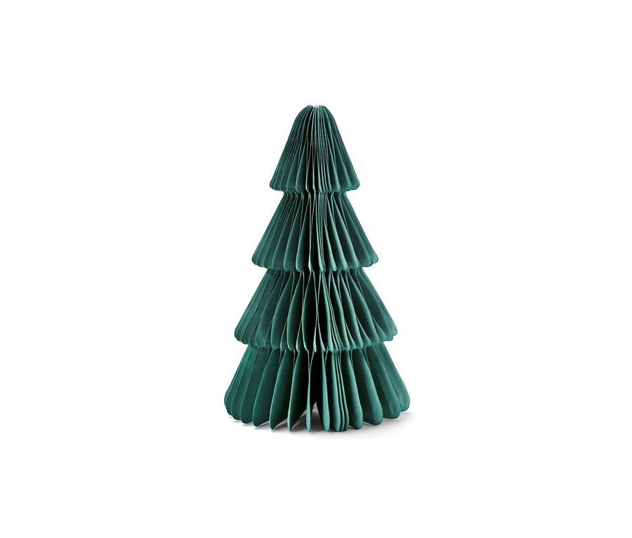 Arbre en papier pliable, petit, vert foncé.