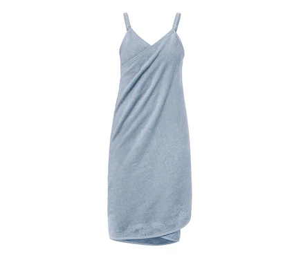 Robe-linge de toilette bleu clair.