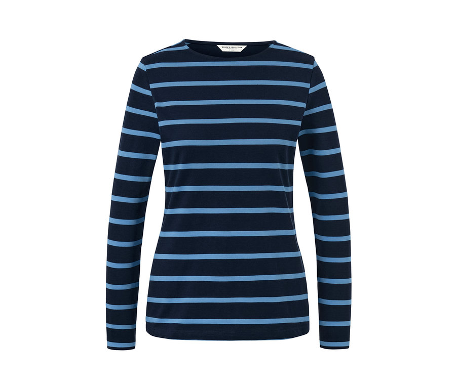 T-shirt rayé bleu foncé à manches longues.