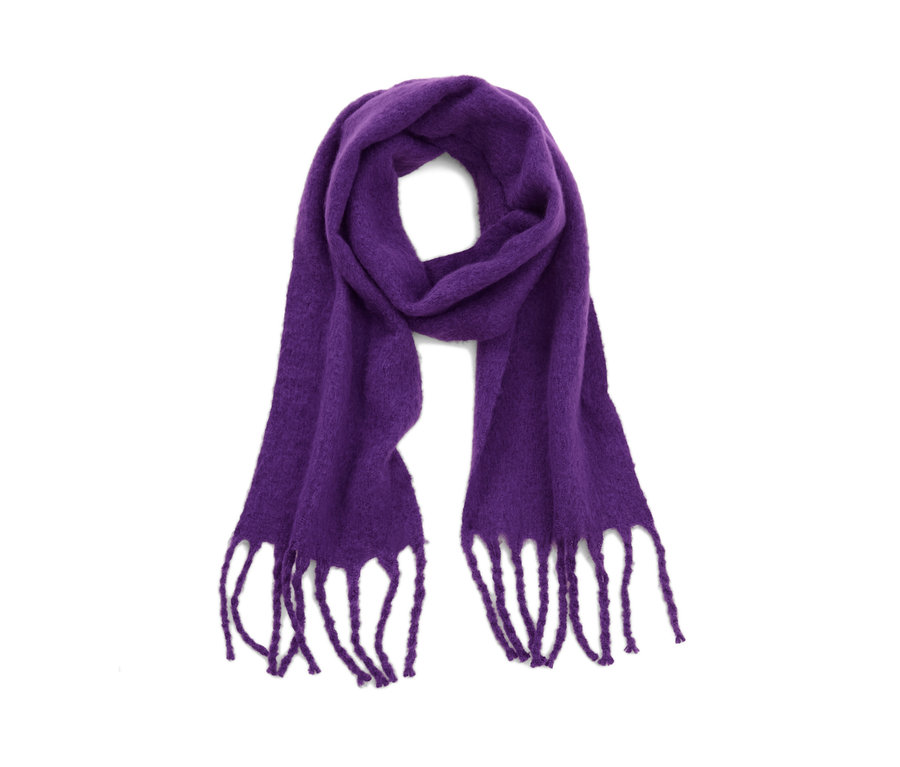 Écharpe tissée violette.