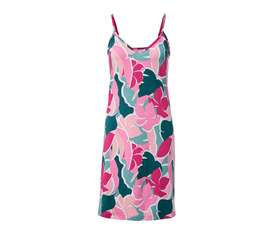 Chemise de nuit à bretelles fines avec motif floral.