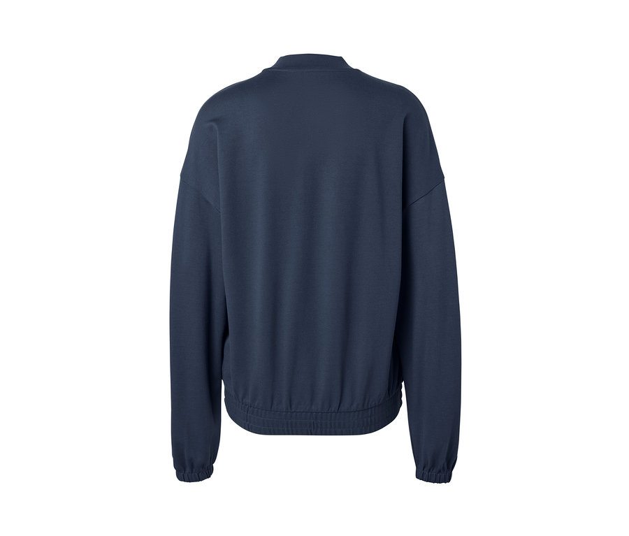 Veste en sweat bleu foncé vue de dos.