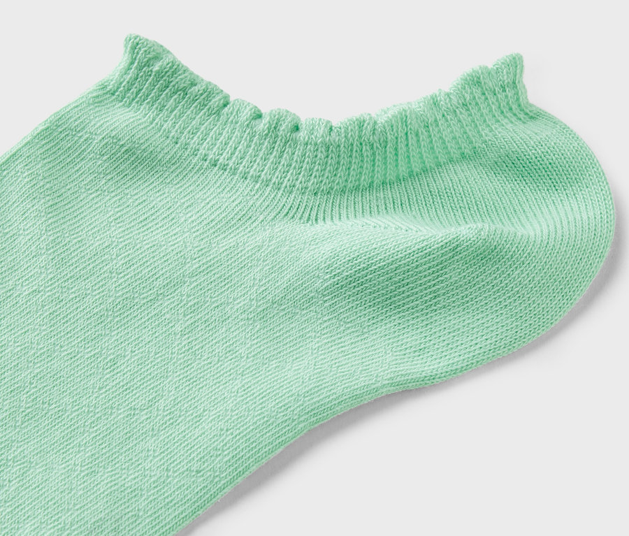 Gros plan d'une socquette vert clair avec motif ajouré (3 paires).