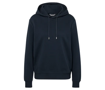 Un sweat à capuche bleu marine avec cordon de serrage.