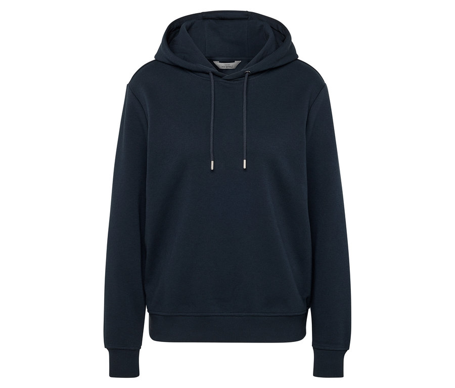 Un sweat à capuche bleu marine avec cordon de serrage.