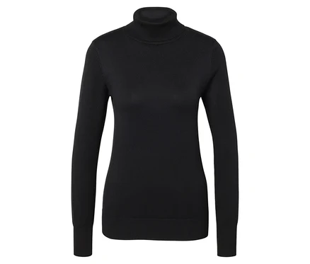 Pull à col roulé en maille fine noir.