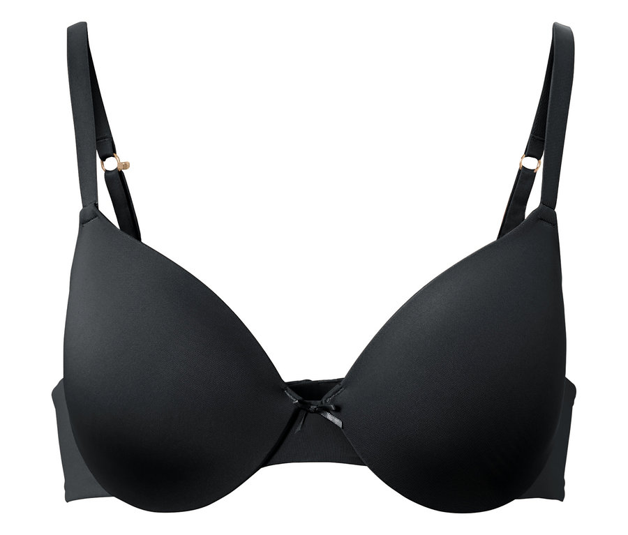 Soutien-gorge noir à armatures avec bretelles réglables.
