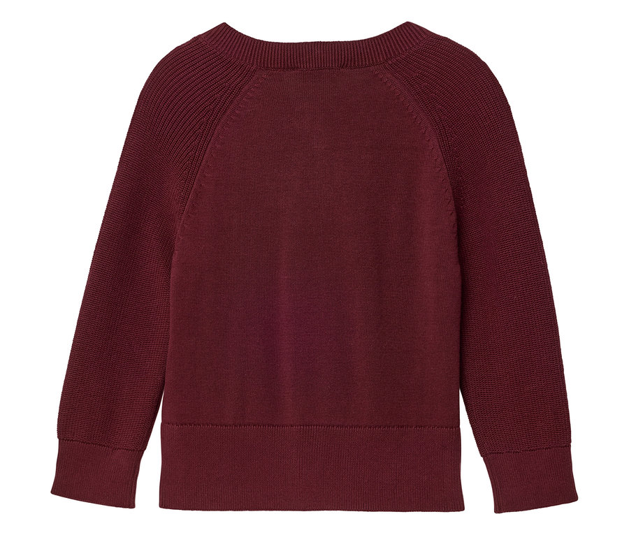 Pull bordeaux à manches longues.