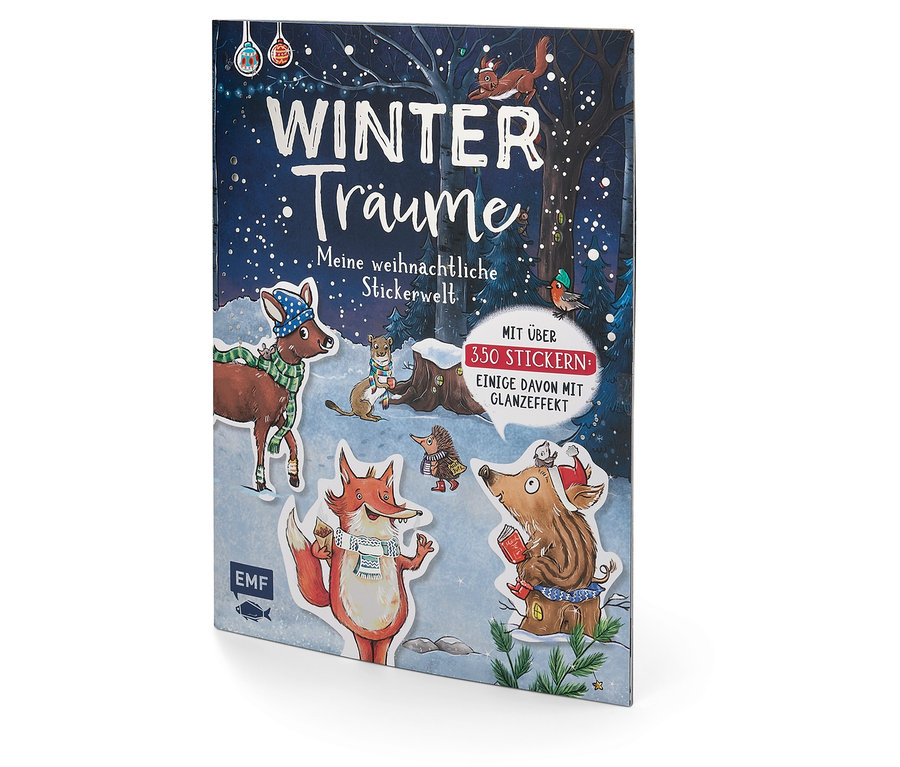 Une couverture du livre Winter Traume montrant des illustrations d'animaux dans un paysage hivernal.